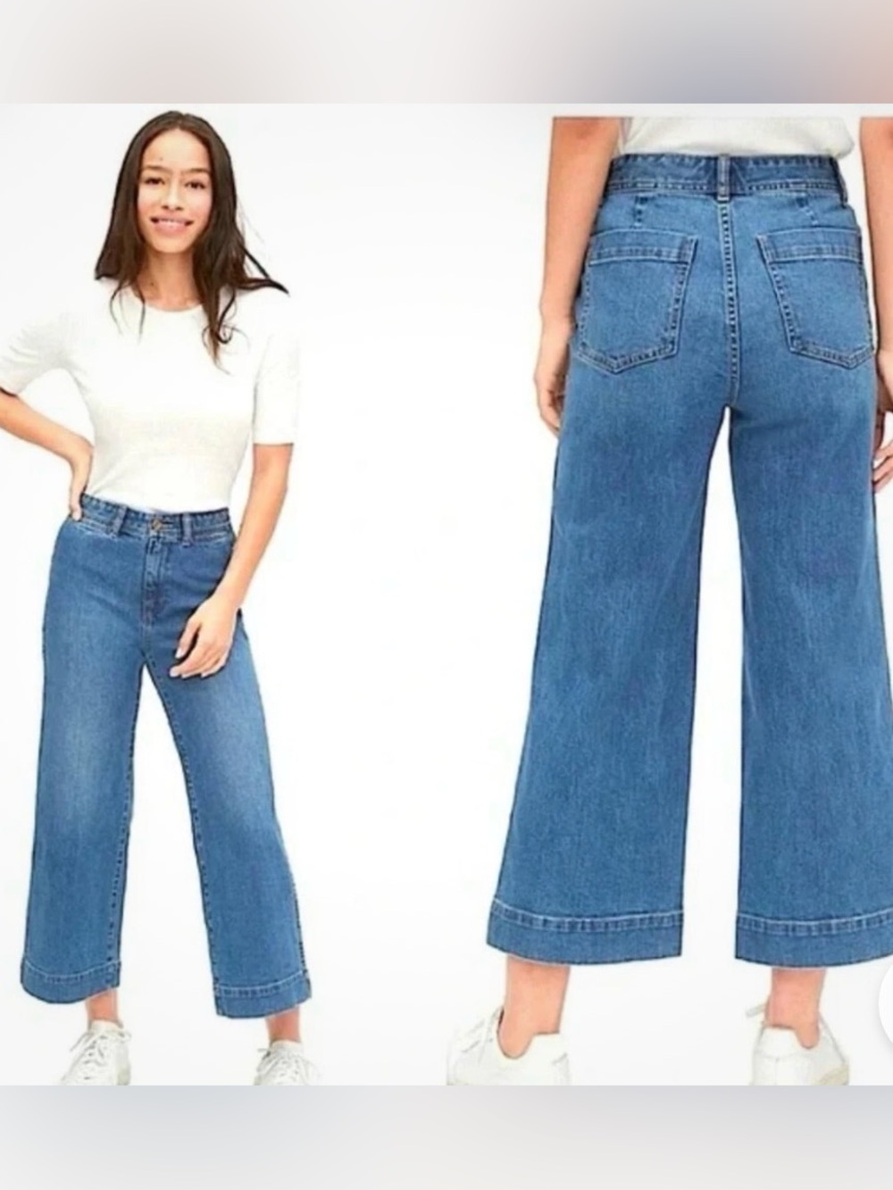 GAP Pink Crop High-Rise Wide Leg Jeans w/ Stretch-Women’s Size 10 - Picture 6 of 6